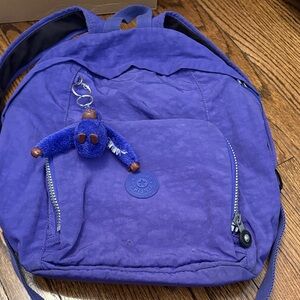 Kipling Purple Nylon Backpack with Monkey Keychain